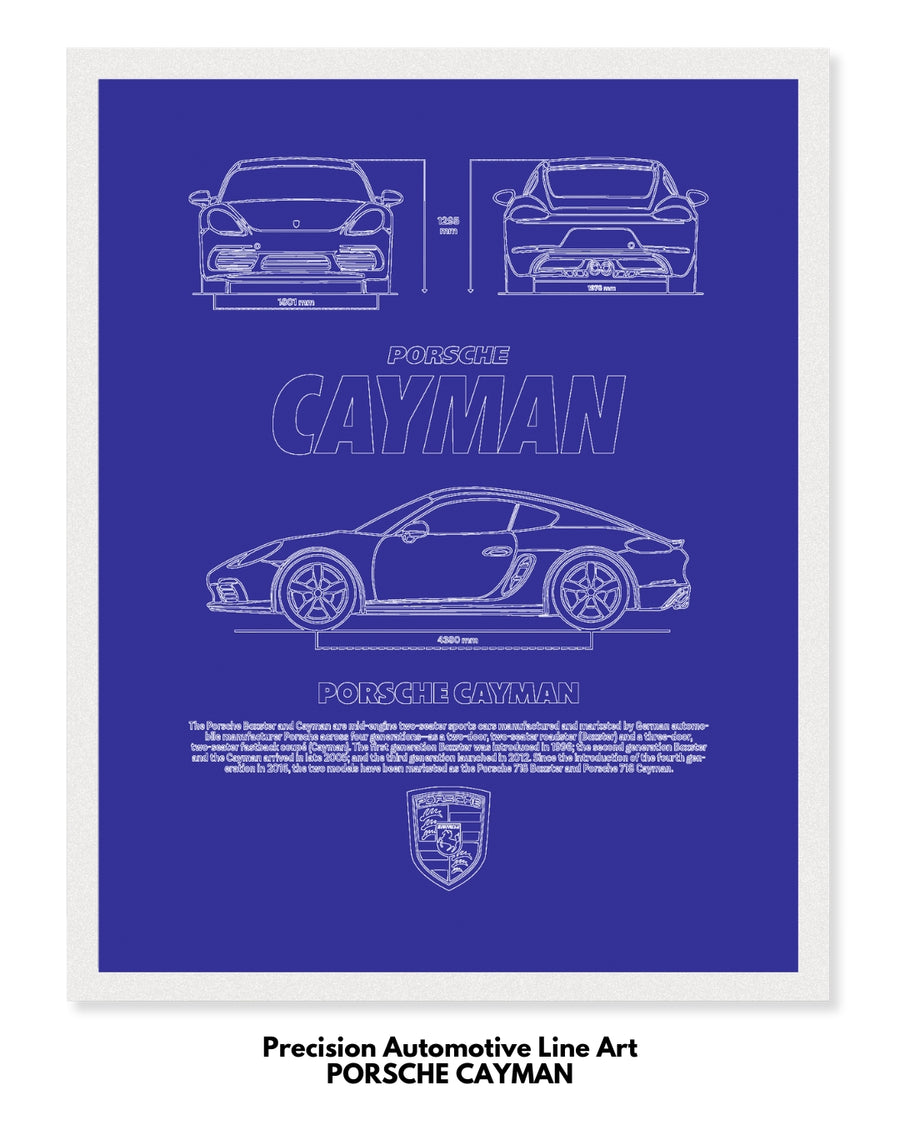 Porsche Cayman Blueprint Line Art Poster