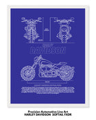 Harley Davidson Softail FXDR Blueprint Line Art Poster - Bike Poster