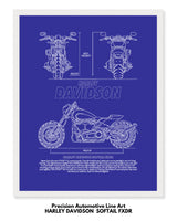 Harley Davidson Softail FXDR Blueprint Line Art Poster - Bike Poster