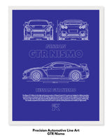 Nissan GTR Nismo Blueprint Line Art Poster
