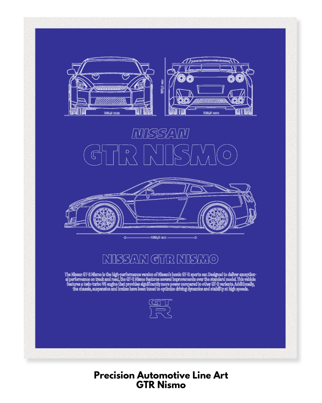 Nissan GTR Nismo Blueprint Line Art Poster