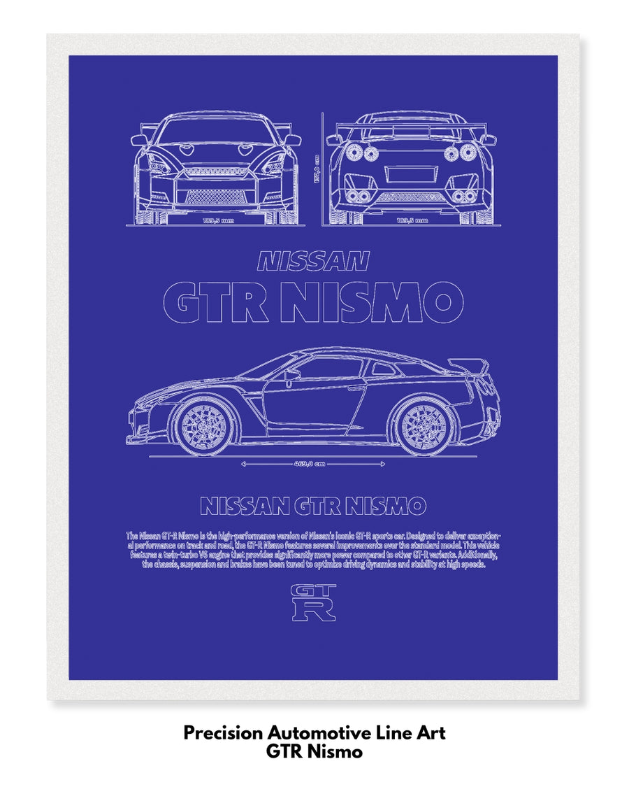 Nissan GTR Nismo Blueprint Line Art Poster