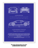 Lamborghini Urus Blueprint Line Art Poster