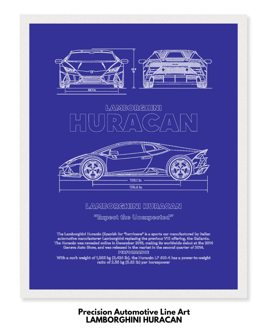 Lamborghini Urus Blueprint Line Art Poster