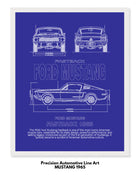 Ford Mustang 1965 Blueprint Line Art Poster