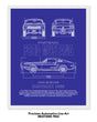 Ford Mustang 1965 Blueprint Line Art Poster