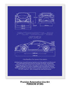 Porsche GT3RS Blueprint Line Art Poster