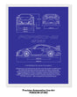 Porsche GT3RS Blueprint Line Art Poster