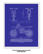 KTM 250 EXC Blueprint Line Art Poster - Bike Poster