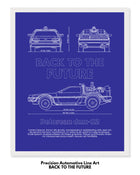 Back To The Future DeLorean Blueprint Line Art Poster