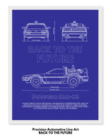 Back To The Future DeLorean Blueprint Line Art Poster