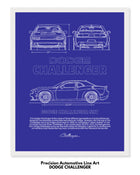 Dodge Challenger Blueprint Line Art Poster