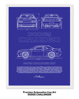 Dodge Challenger Blueprint Line Art Poster
