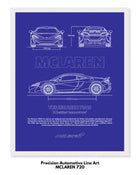 Mclaren 720 Blueprint Line Art Poster