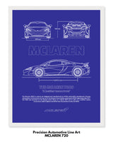 Mclaren 720 Blueprint Line Art Poster