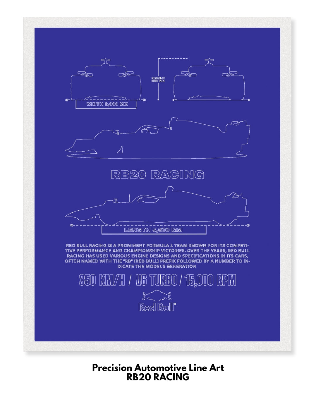 F1 - RB20 Racing Blueprint Line Art Poster