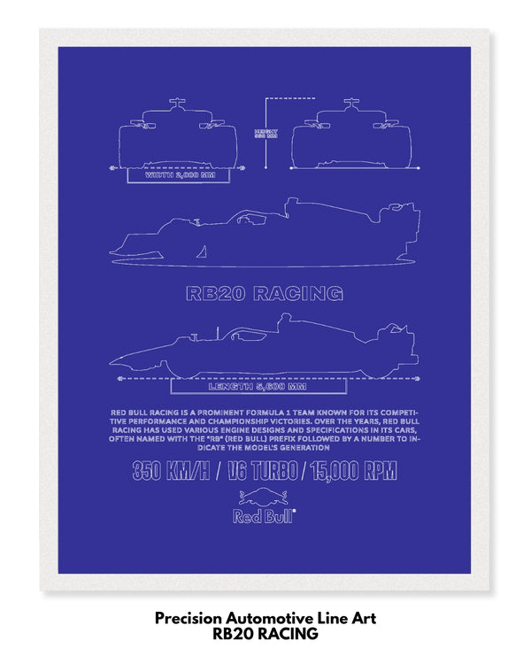 F1 - RB20 Racing Blueprint Line Art Poster