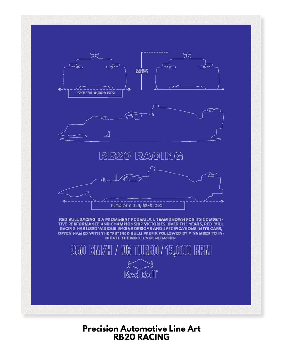 F1 - RB20 Racing Blueprint Line Art Poster