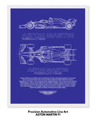 Aston Martin F1 Blueprint Line Art Poster