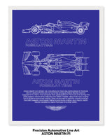 Aston Martin F1 Blueprint Line Art Poster