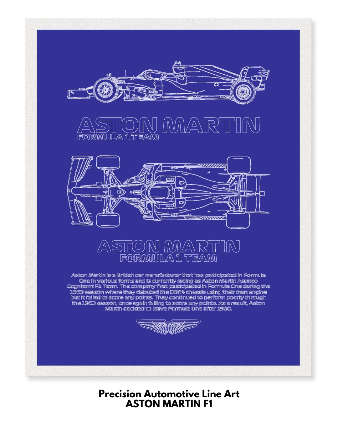 Aston Martin F1 Blueprint Line Art Poster