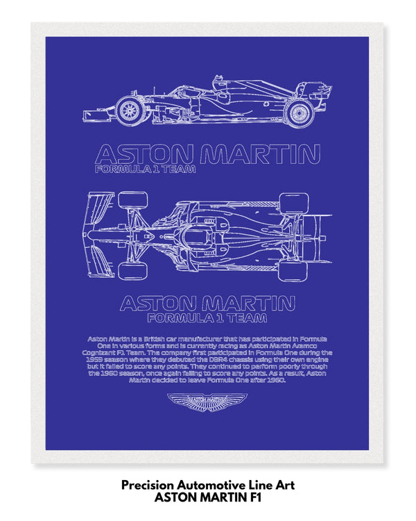 Aston Martin F1 Blueprint Line Art Poster