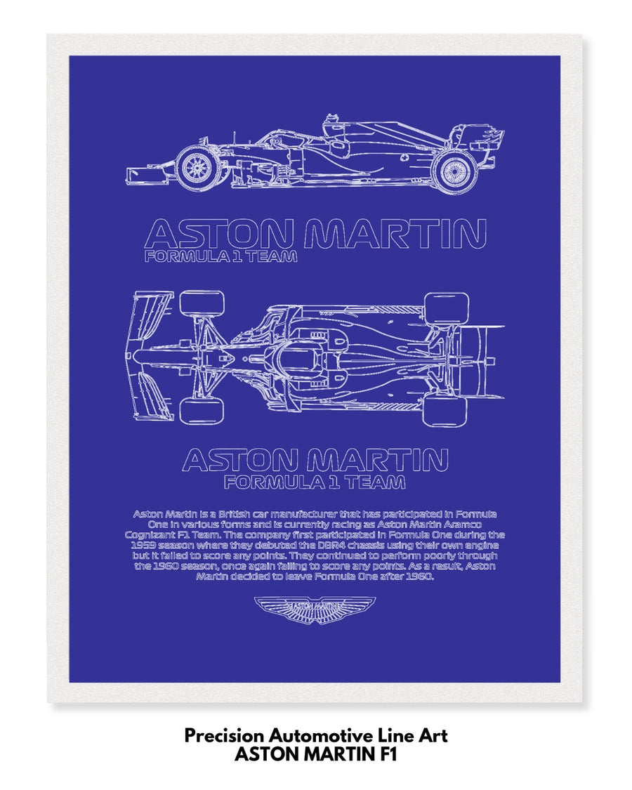 Aston Martin F1 Blueprint Line Art Poster