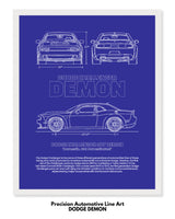 Dodge Demon Blueprint Line Art Poster