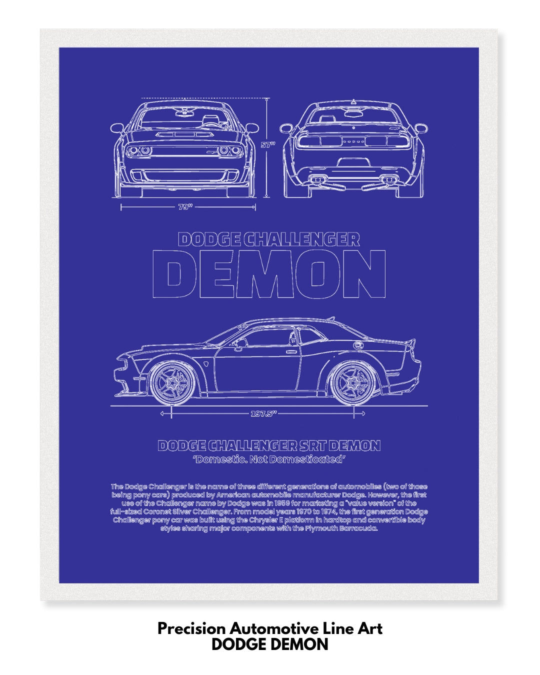 Dodge Demon Blueprint Line Art Poster