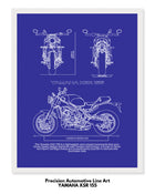 Yamaha XSR 155 Blueprint Line Art Poster - Bike Poster