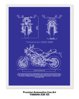 Yamaha XSR 155 Blueprint Line Art Poster - Bike Poster