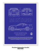 Ford Mustang Blueprint Line Art Poster