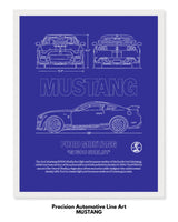 Ford Mustang Blueprint Line Art Poster