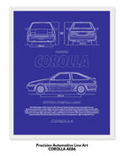 Corolla AE86 Blueprint Line Art Poster