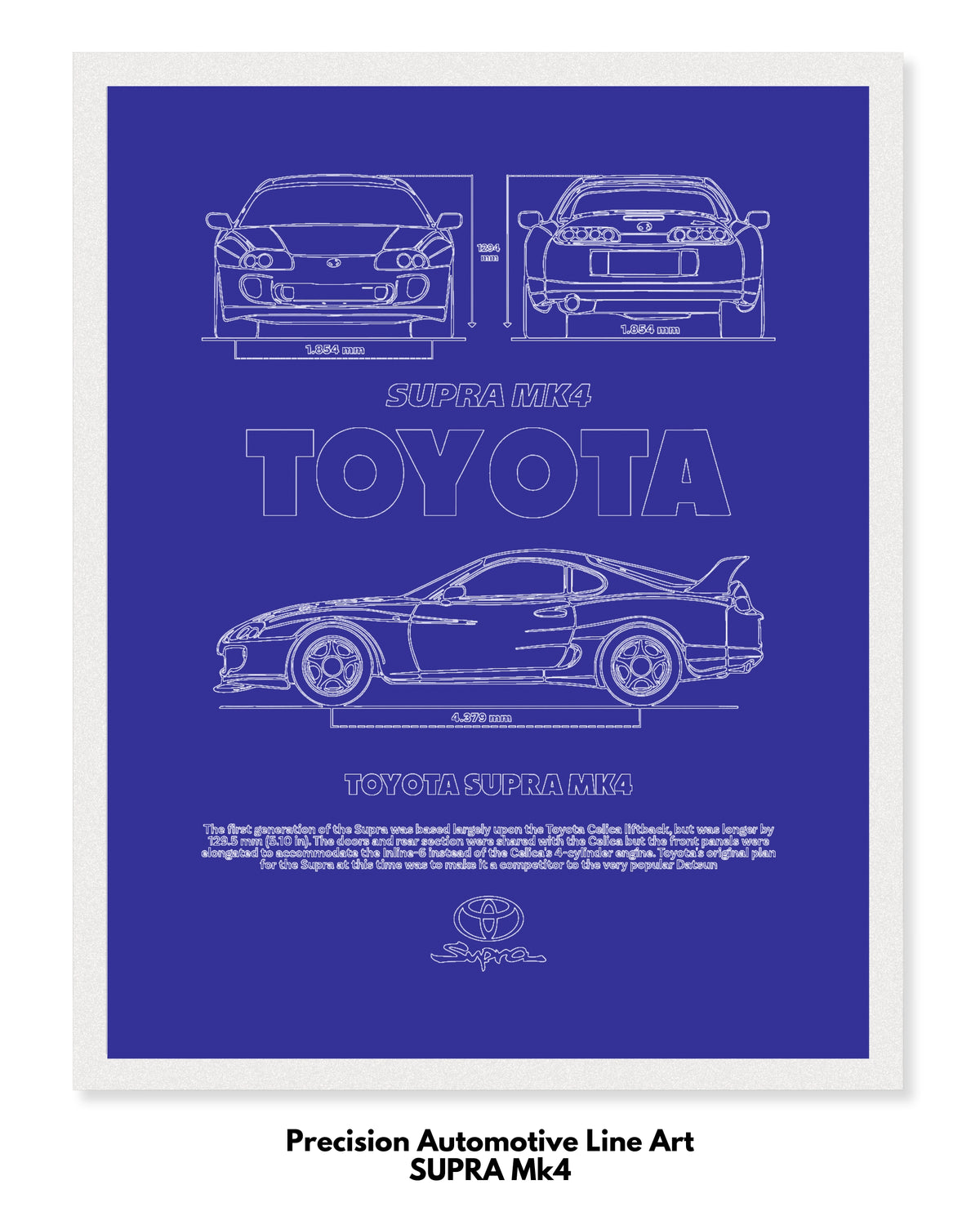 Supra Mk4 Blueprint Line Art Poster