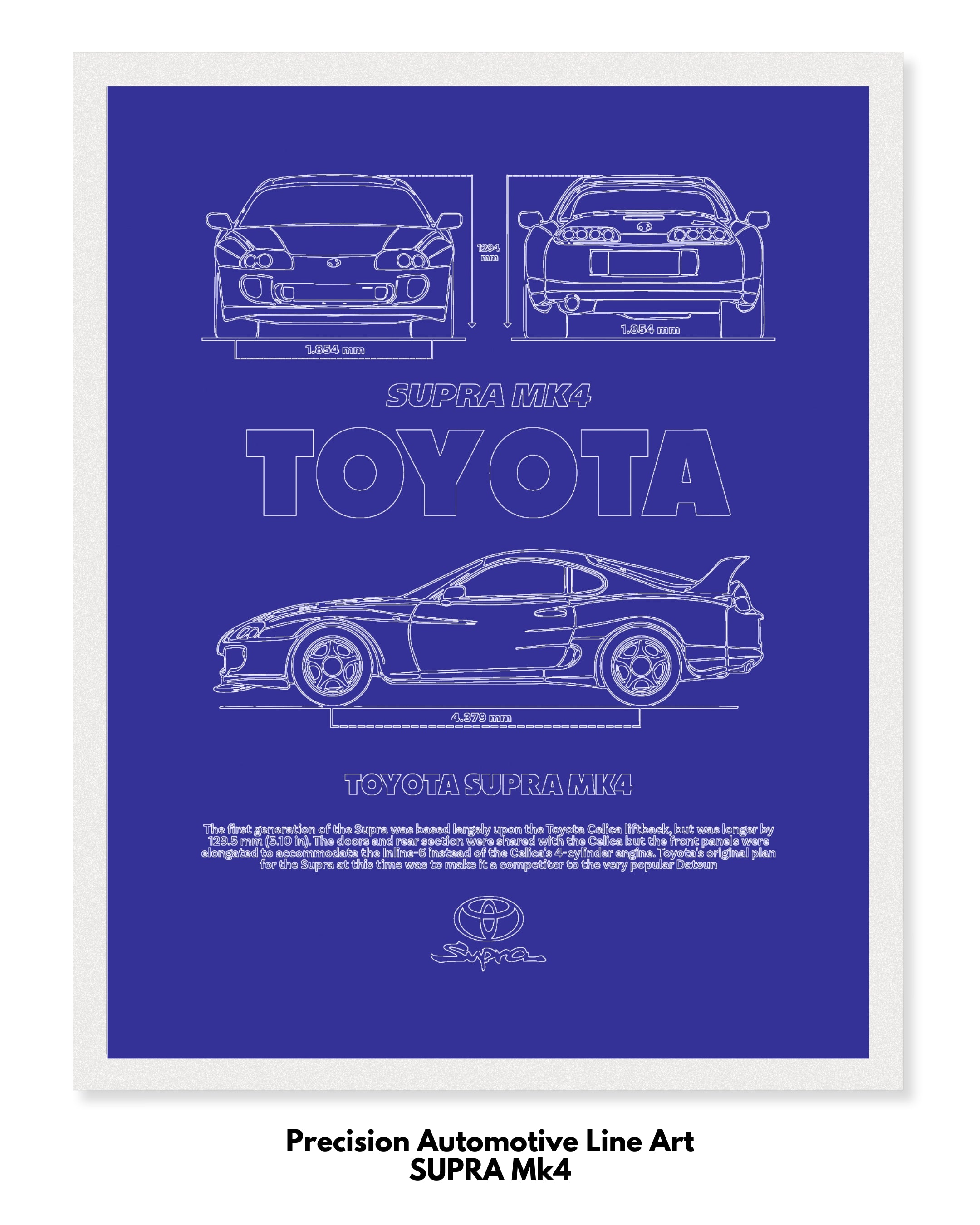 Supra Mk4 Blueprint Line Art Poster