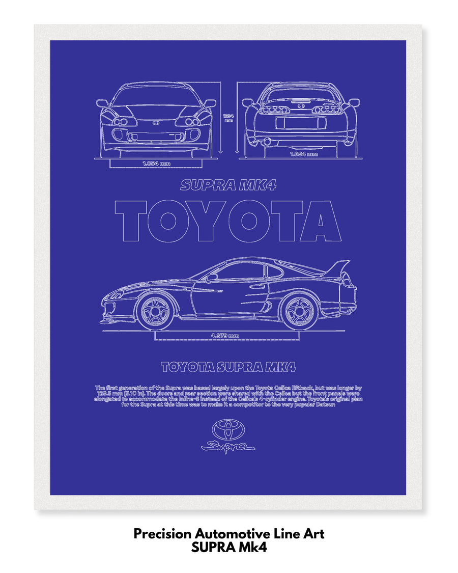 Supra Mk4 Blueprint Line Art Poster