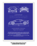 Lamborghini Huracan Blueprint Line Art Poster
