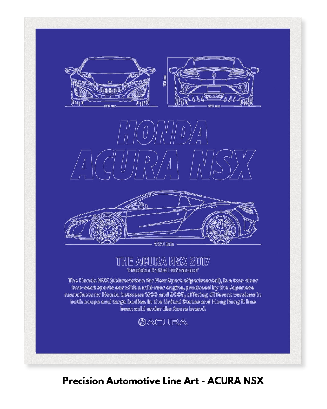 Honda Acura NSX Blueprint Line Art Poster