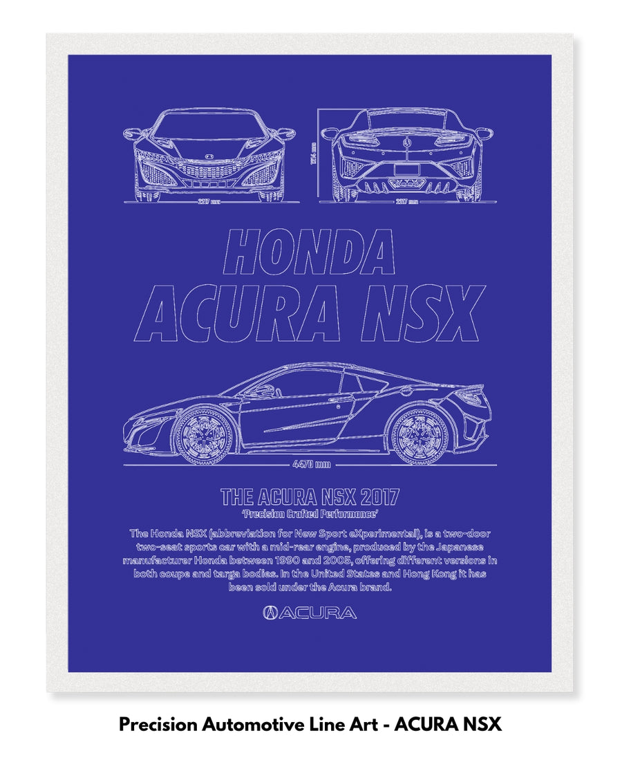 Honda Acura NSX Blueprint Line Art Poster