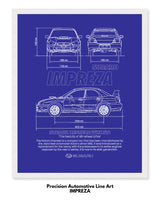 Impreza Blueprint Line Art Poster