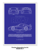 Mazda RX-7 Blueprint Line Art Poster