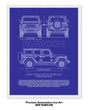 Jeep Rubicon Blueprint Line Art Poster