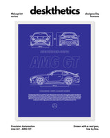Mercedes AMG GT Blueprint Line Art Poster