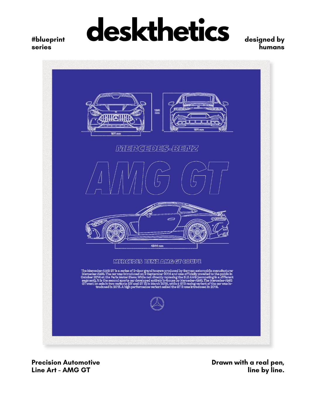 Mercedes AMG GT Blueprint Line Art Poster