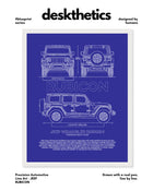 Jeep Rubicon Blueprint Line Art Poster