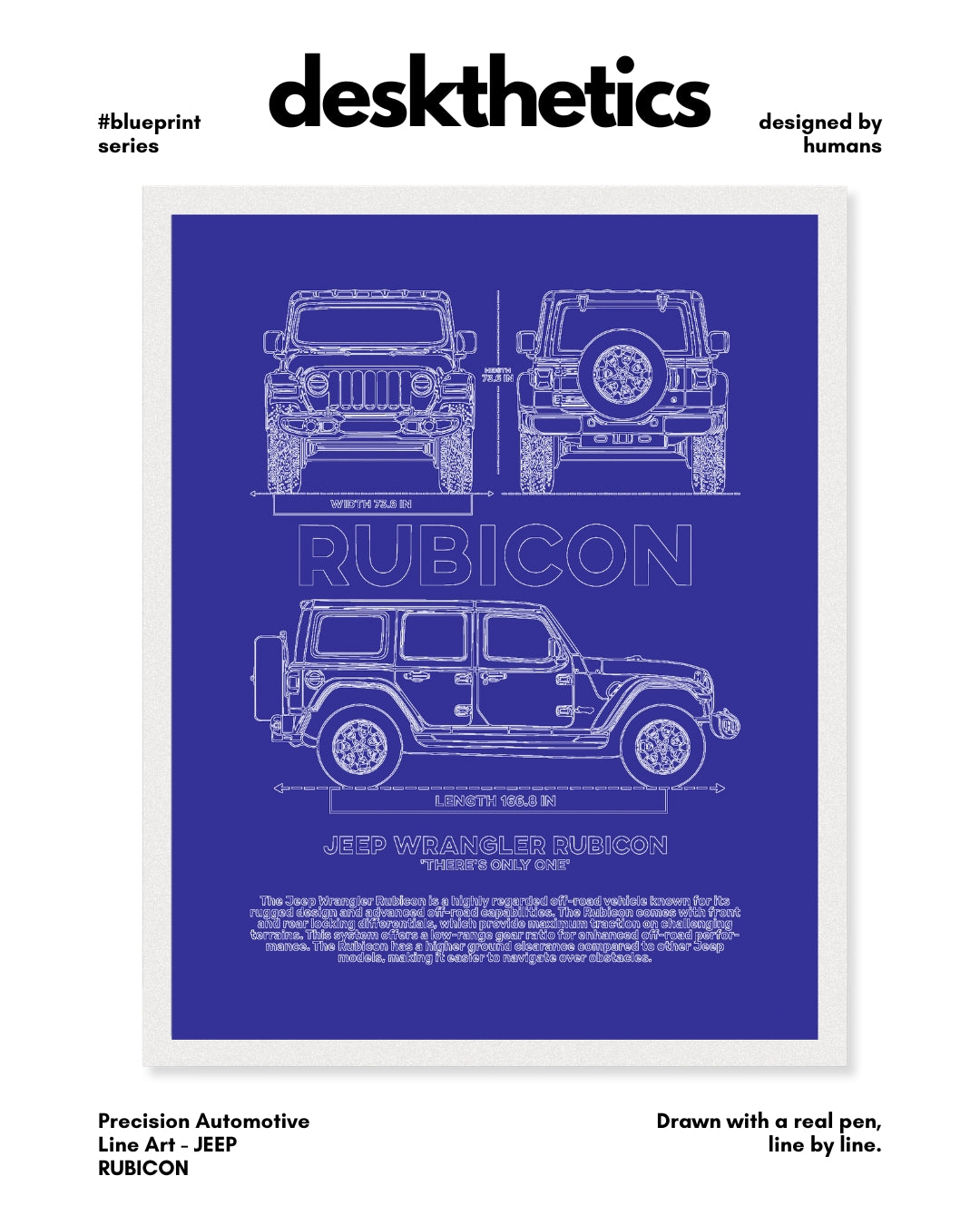 Jeep Rubicon Blueprint Line Art Poster