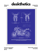 Yamaha MT-10 Blueprint Line Art Poster - Bike Poster