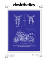 Yamaha MT-10 Blueprint Line Art Poster - Bike Poster