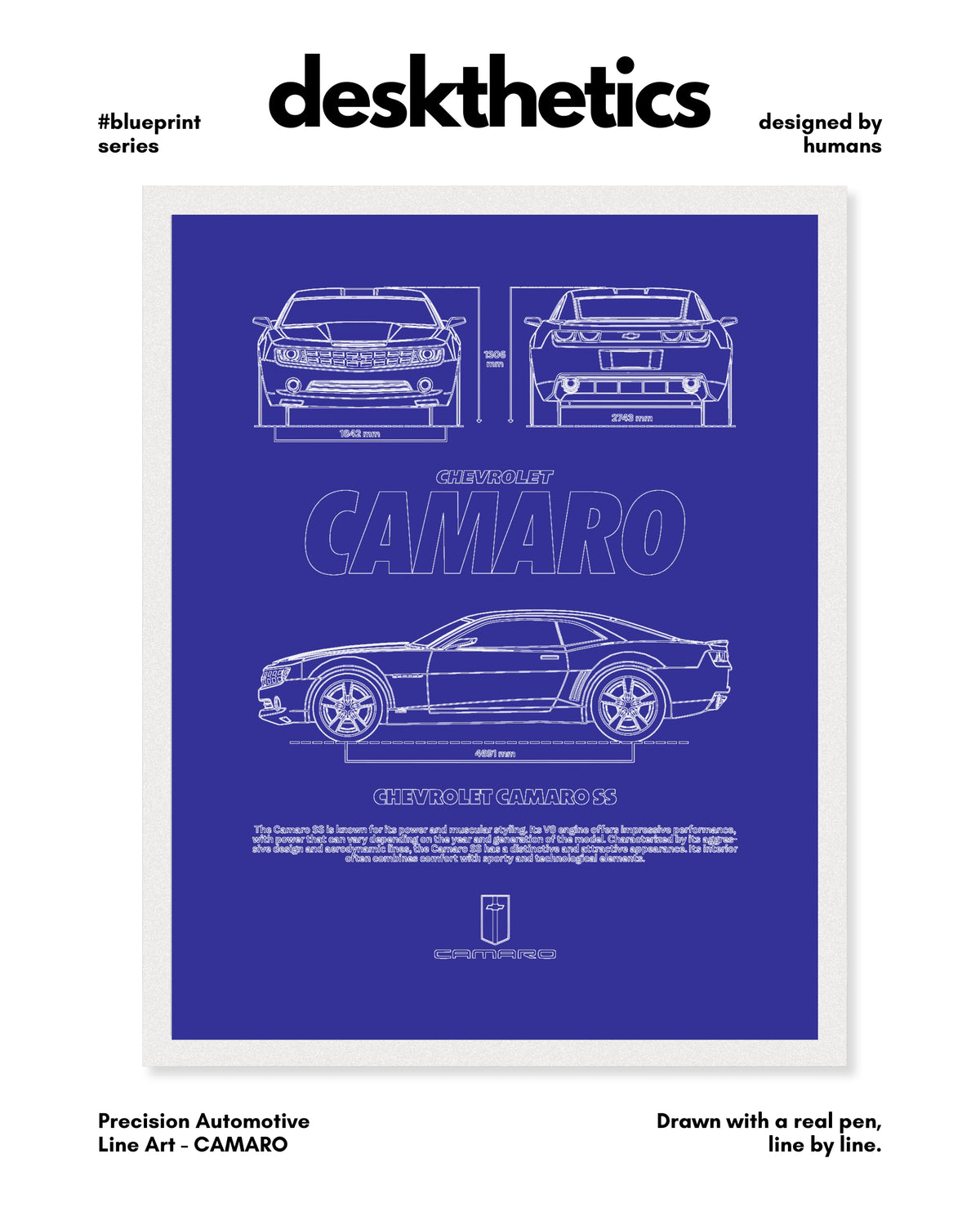Camaro Blueprint Line Art Poster